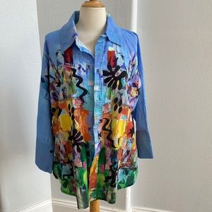 Dilemma New York Cotton Floral Multicolor Shirt Size XL